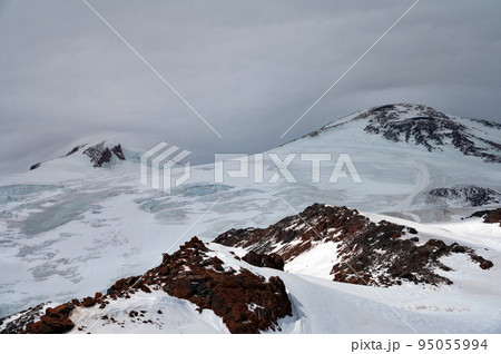 Winter mountain landscape with highest Caucasian peak Mount Elbrus 95055994