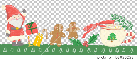 クリスマスの装飾 小人サンタクロースとジンジャーブレッドマン かわいい手描きイラスト クリスマスの装飾 小人サンタクロースとジンジャーブレッドマン かわいい手描きイラスト 95056253