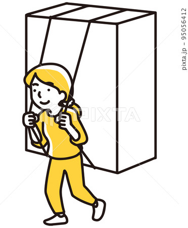 大きな箱を運ぶ女性 大きな箱を運ぶ女性 95056412