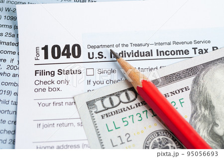 Tax form 1040 U.S. Individual Income Tax Return, business finance concept. 95056693