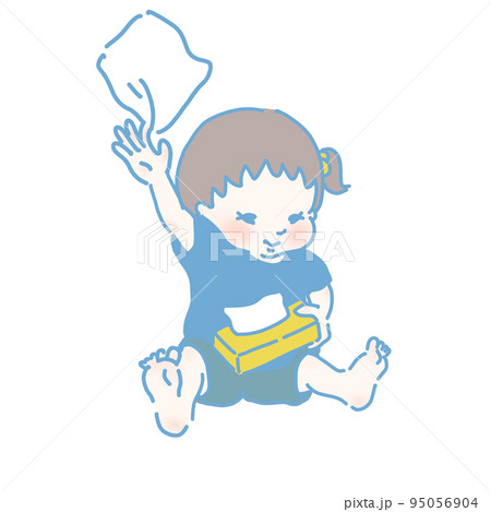 ティッシュを散らかす女の子(モダンカラー) 95056904