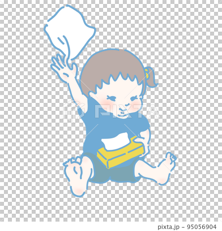 ティッシュを散らかす女の子(モダンカラー) 95056904