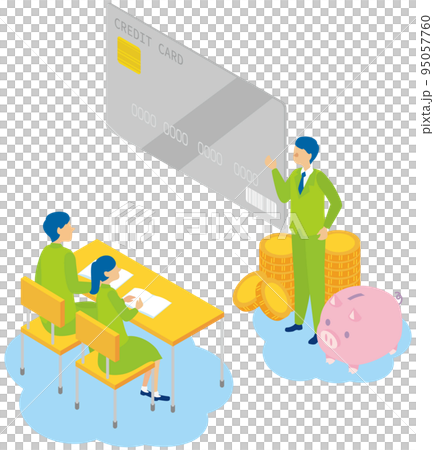 教授信用卡的年輕學生和教師 教授信用卡的年輕學生和教師 95057760