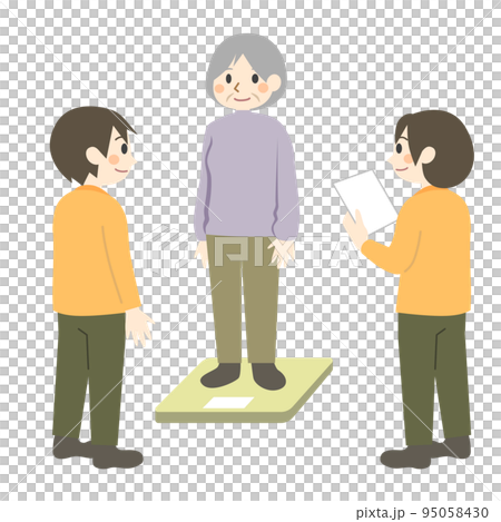 高齢者の体重測定　立って測定 95058430