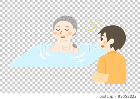 A caregiver discovering a bruise while bathing an elderly person A caregiver discovering a bruise while bathing an elderly person 95058822