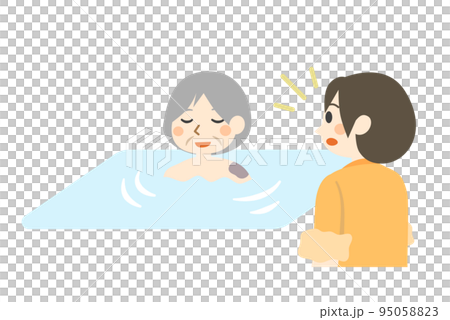 A caregiver discovering a bruise while bathing an elderly person 95058823