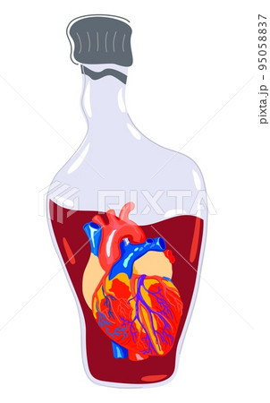 Vector isolated illustration of bottle with a heart inside. Vector isolated illustration of bottle with a heart inside. 95058837