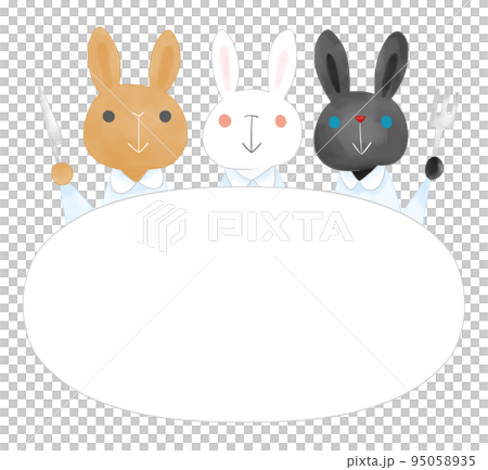Watercolor-style rabbit dining table (plates) 95058935