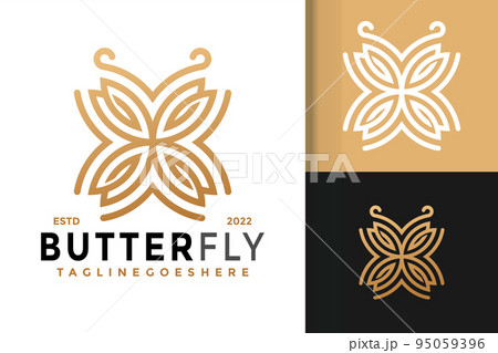 Golden Elegant Butterfly Logo Design, brand identity logos vector, modern logo, Logo Designs Vector Illustration Template 95059396