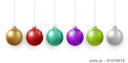 Merry Christmas 3D realistic colorful decoration ball bauble ornaments set Merry Christmas 3D realistic colorful decoration ball bauble ornaments set 95059658