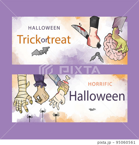 Watercolor halloween banner template 95060561
