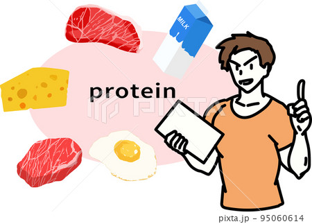 たんぱく質を取るよう指導するトレーナー 95060614