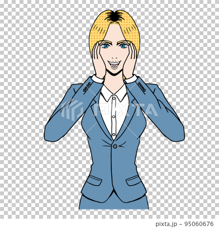 American comic touch shy business woman 95060676