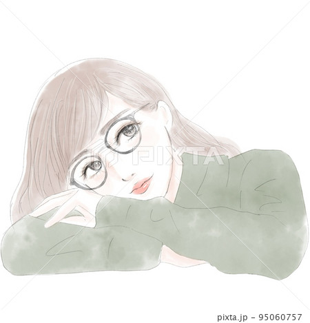 机で横になる女性 95060757