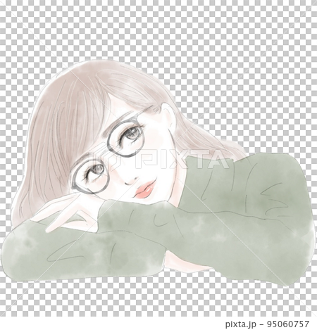 机で横になる女性 95060757