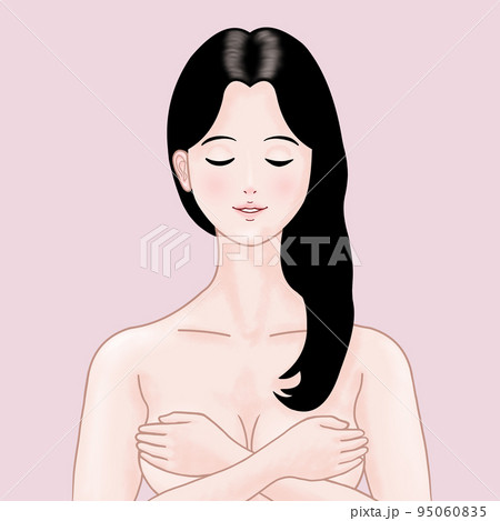 ハダカで素肌のキレイな黒髪の女性1リメイク ハダカで素肌のキレイな黒髪の女性1リメイク 95060835