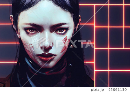 Cyberpunk anime teen girl, cyborg, android, - Stock Illustration  [100864766] - PIXTA