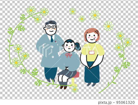A female student standing with a smile, a counselor and a doctor Illustration material 95061320