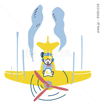 失速するプロペラ機を操縦する女子高生 イラスト素材のイラスト素材