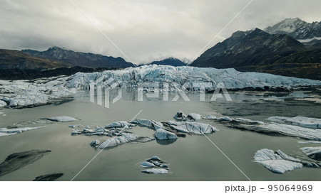 Aerial view of Matanuska Glacier State Recreation Area in Alaska 95064969