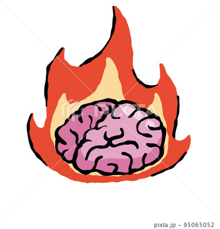 Brain on fire. Concept of burnout at work