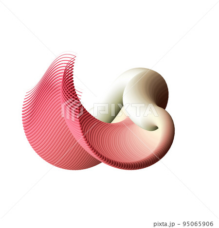 Abstract fantastic red and beige 3D logo element on white background 95065906