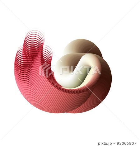 Abstract red beige 3D twisted shape element isolated on white background Abstract red beige 3D twisted shape element isolated on white background 95065907