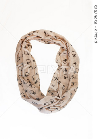 colored with trendy pattern ring scarf-snood, isolated on white background 95067085