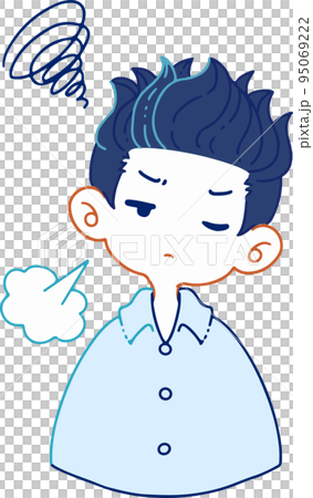 Vector illustration of a person who is disgusted and sighs Vector illustration of a person who is disgusted and sighs 95069222