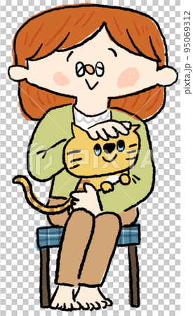 Woman holding a cat 95069312