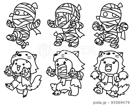 キャラクターイラストミイラ男とオオカミ男 95069479