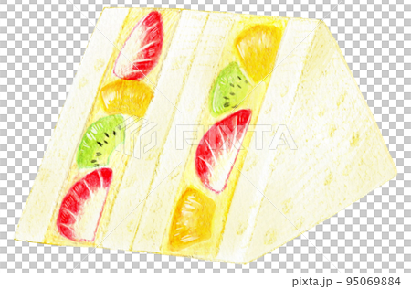 サンドイッチの色鉛筆画ワンポイント　フルーツサンド 95069884