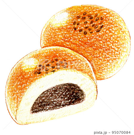 あんパンの色鉛筆画ワンポイント 95070084