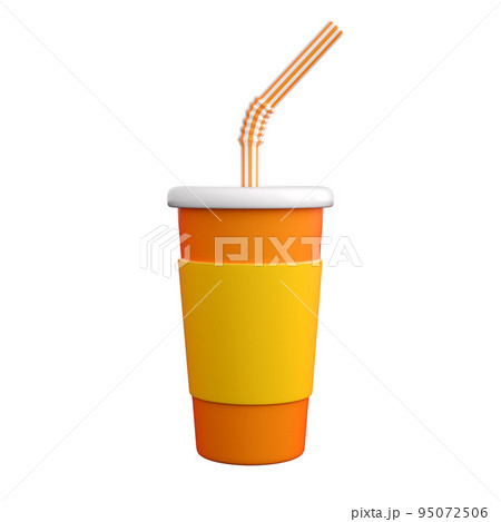 3d paper or plastic glass with striped tube. Fast food or cinema snack concept. High quality isolated 3d render 95072506