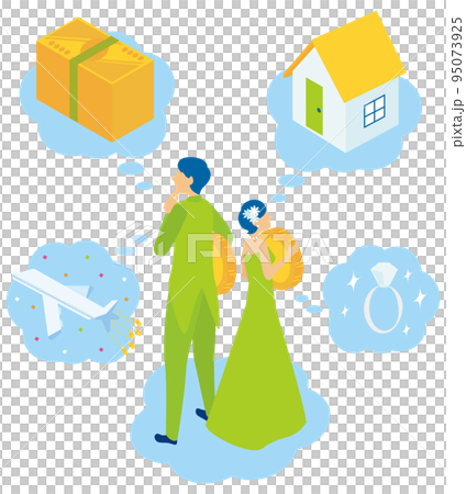 Young couple thinking about future money 95073925