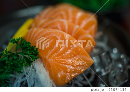 Japanese food sashimi salmon in japan restaurant 95074155