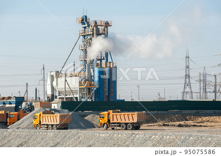 An oil and gas engineering and industrial construction. Panorama of the factory An oil and gas engineering and industrial construction. Panorama of the factory 95075586