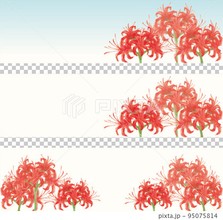 水彩の彼岸花のバナーイラスト素材セット 95075814