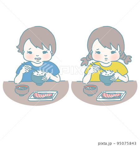 ごはんを食べるのが嫌な男の子と女の子 ごはんを食べるのが嫌な男の子と女の子 95075843