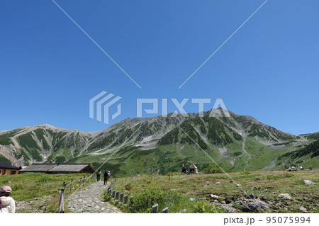 一ノ越峠から下山　立山連峰と室堂山荘 95075994