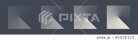 Square shaped dotted objects, stipple elements. Fading gradient. Stippling, dotwork drawing, shading using dots. Pixel disintegration, halftone effect. White noise grainy texture. Vector illustration Square shaped dotted objects, stipple elements. Fading gradient. Stippling, dotwork drawing, shading using dots. Pixel disintegration, halftone effect. White noise grainy texture. Vector illustration 95076125