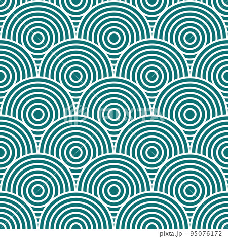 Chinese and Japanese seamless pattern. Traditional asian ornament, oriental New Year decoration. Modern green background, geometric texture with waves. Vector illustration Chinese and Japanese seamless pattern. Traditional asian ornament, oriental New Year decoration. Modern green background, geometric texture with waves. Vector illustration 95076172