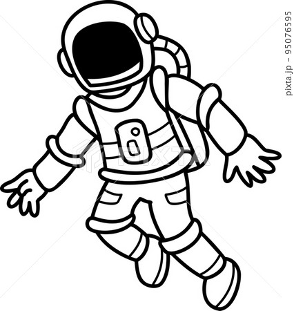 Hand Drawn astronaut floating in space illustration 95076595