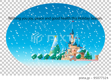 Snowy night castle christmas and christmas tree Snowy night castle christmas and christmas tree 95077324
