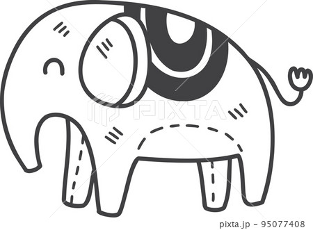 Hand Drawn baby elephant doll illustration 95077408