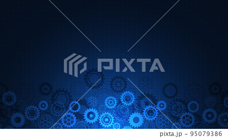 Cogs and gear wheel mechanisms. Concepts and ideas for hi-tech digital technology and engineering design. Abstract technical background of mechanical engineering. Vector illustration 95079386