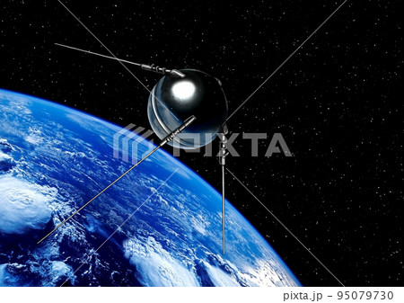 The first artificial satellite of the Earth. Solar system, space. 95079730