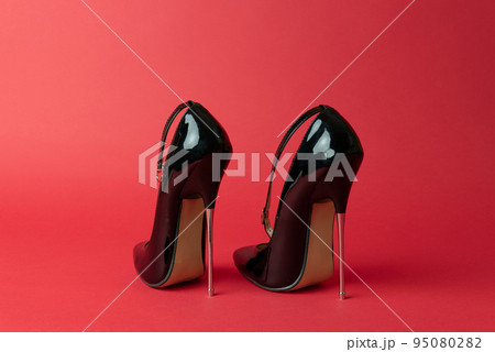 fetish black shine extreme high heels 95080282
