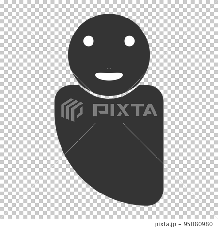 黒色の人型シルエット（ぼんやり・表情1） 95080980