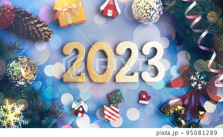 happy new year 2023 background new year holidays card with bright lights happy new year 2023 background new year holidays card with bright lights 95081289